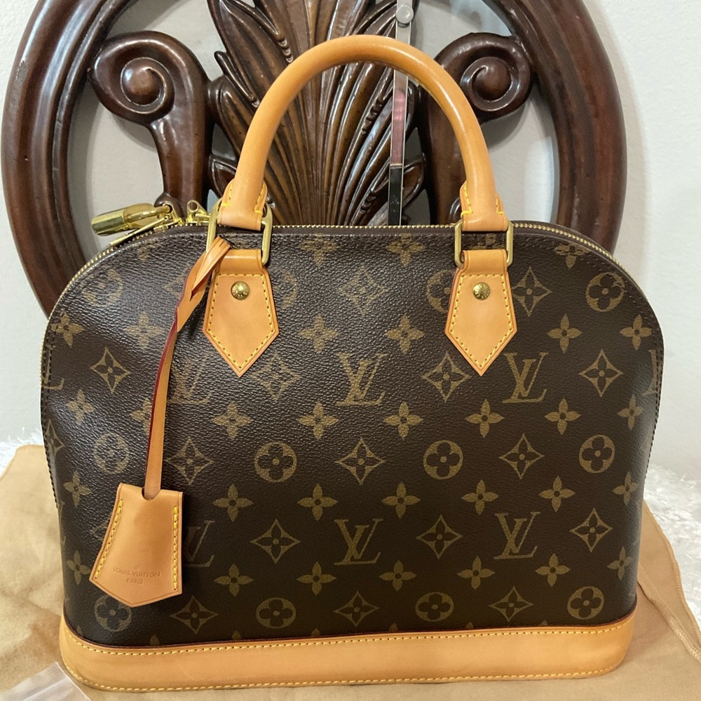Louis Vuitton ALMA PM Monogram Satchel in Brown and Tan